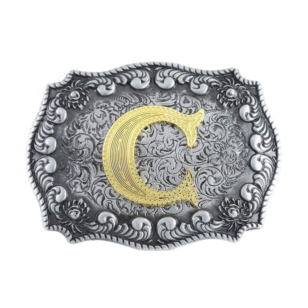 8287 Initial Belt Buckle Western Cowboy Handmade Metal Belt Buckle Small C